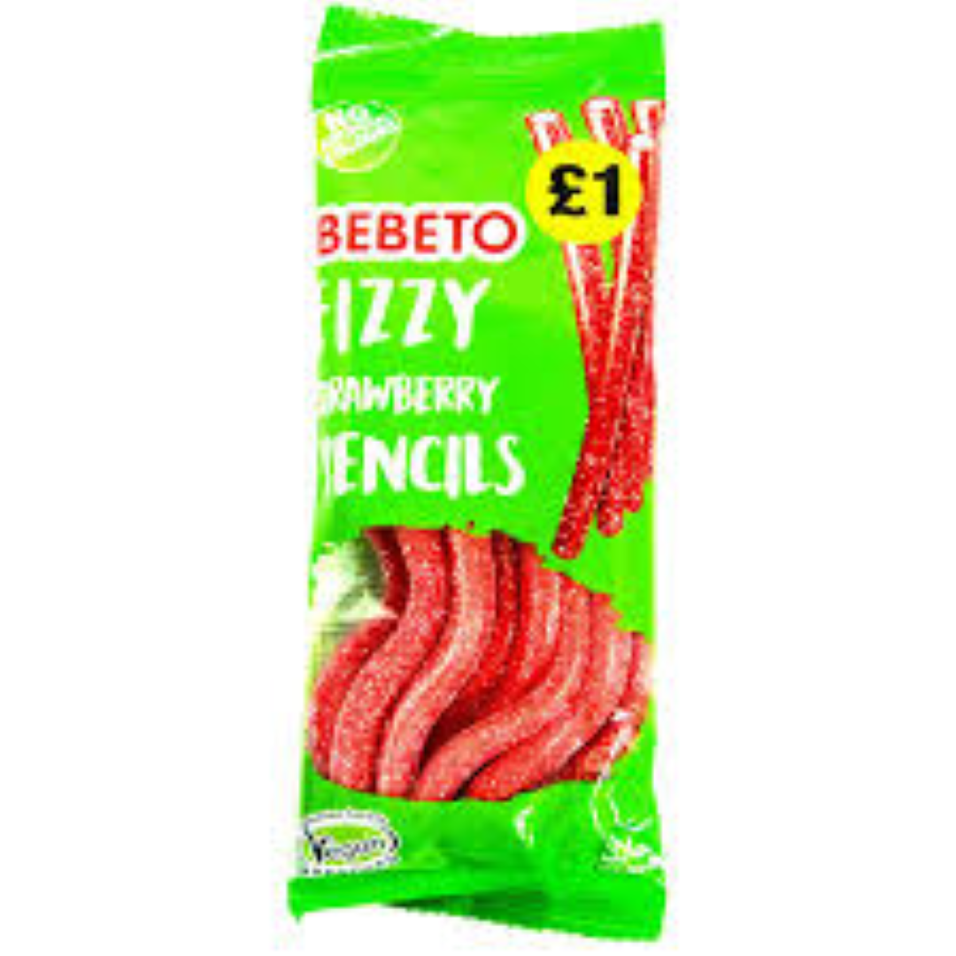 BEBETO FIZZY STRAWBERRY PENCILS 160G